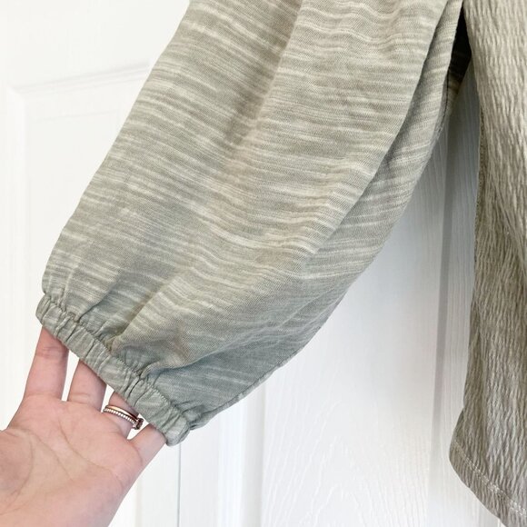 Free People Washed Pine Green Puff Sleeve Top Women's Size X-Small XS - Picture 5 of 7